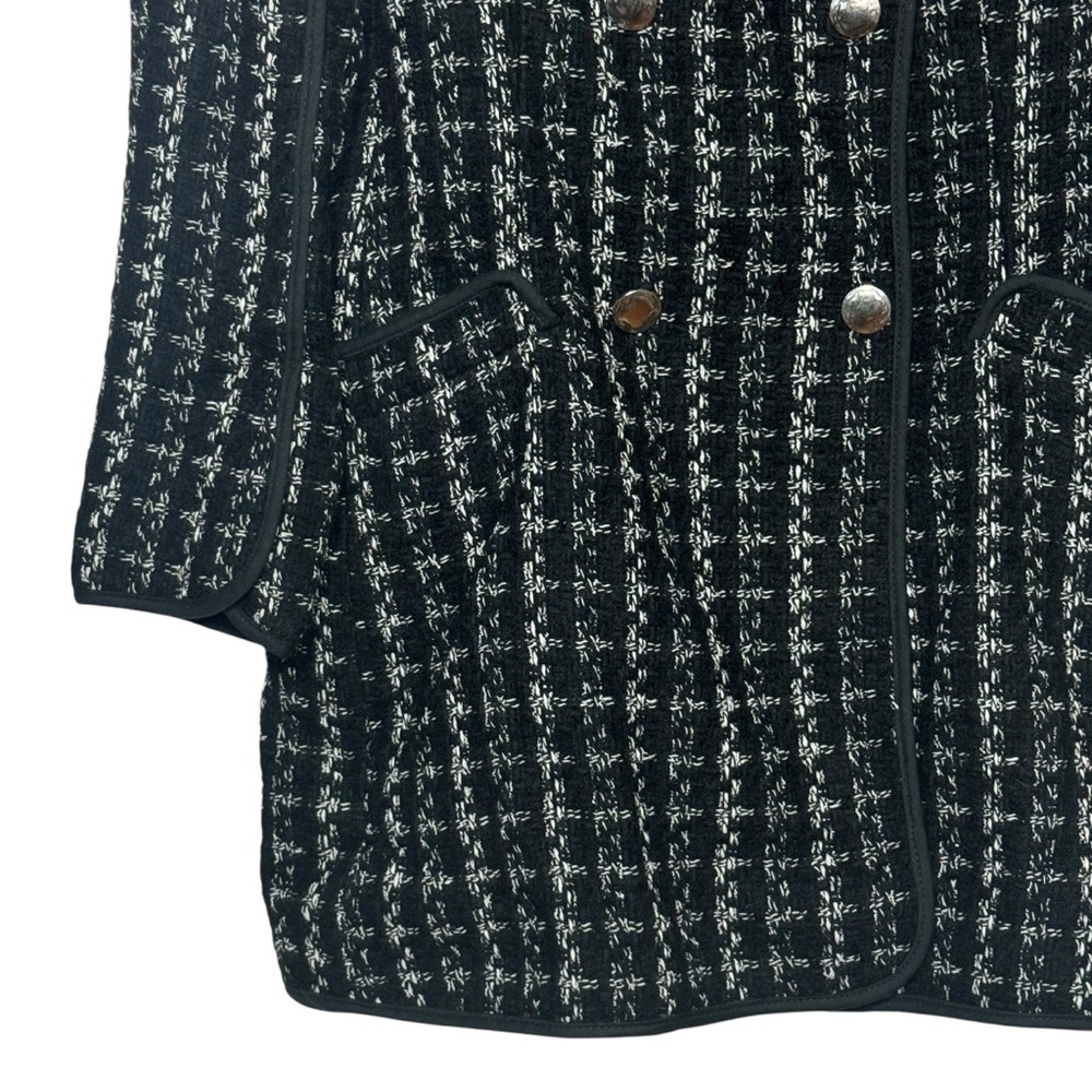 Zara Womens Tweed Woven Button Down Coat Black White SZ. M - Picture 5 of 6